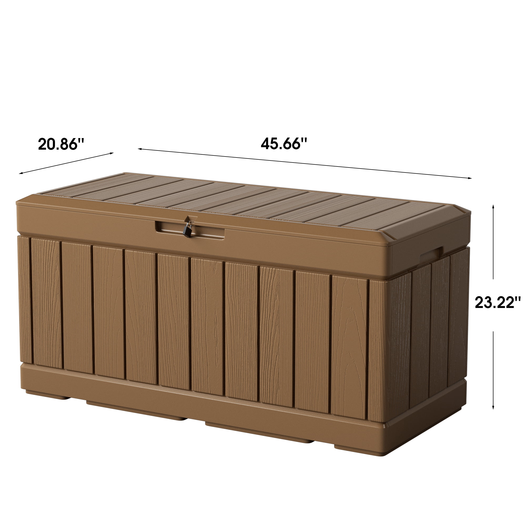 82 Gallon Outdoor Storage in Resin Deck Box 45.66in Width Lockable Deck Box, Black-Aldronix