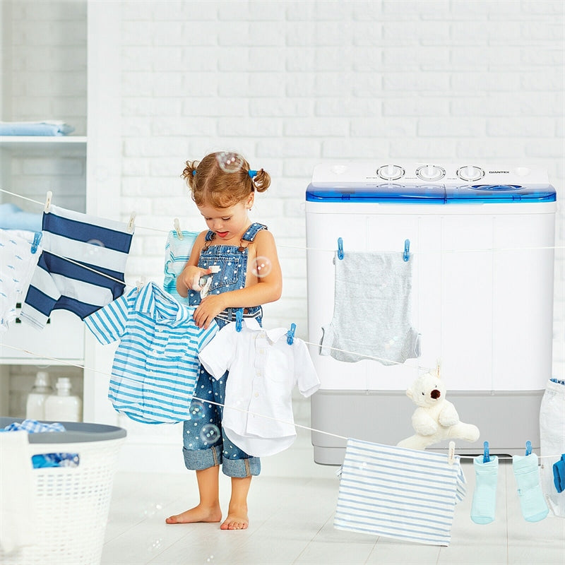 22 lbs Portable Mini Twin Tub Washing Machine 2-in-1 Laundry Washer Dryer Combo-Aldronix