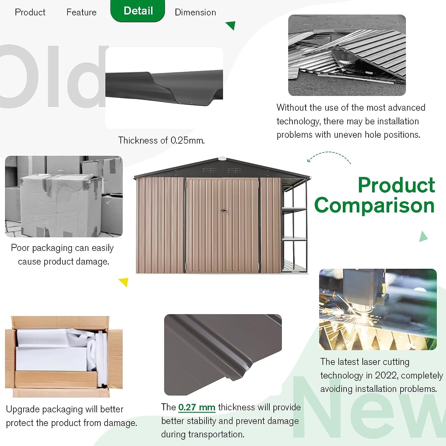 6' x 6' Outdoor Storage Shed with Rack & Shelves Metal Utility Tool Shed for Backyard & Garden-Aldronix