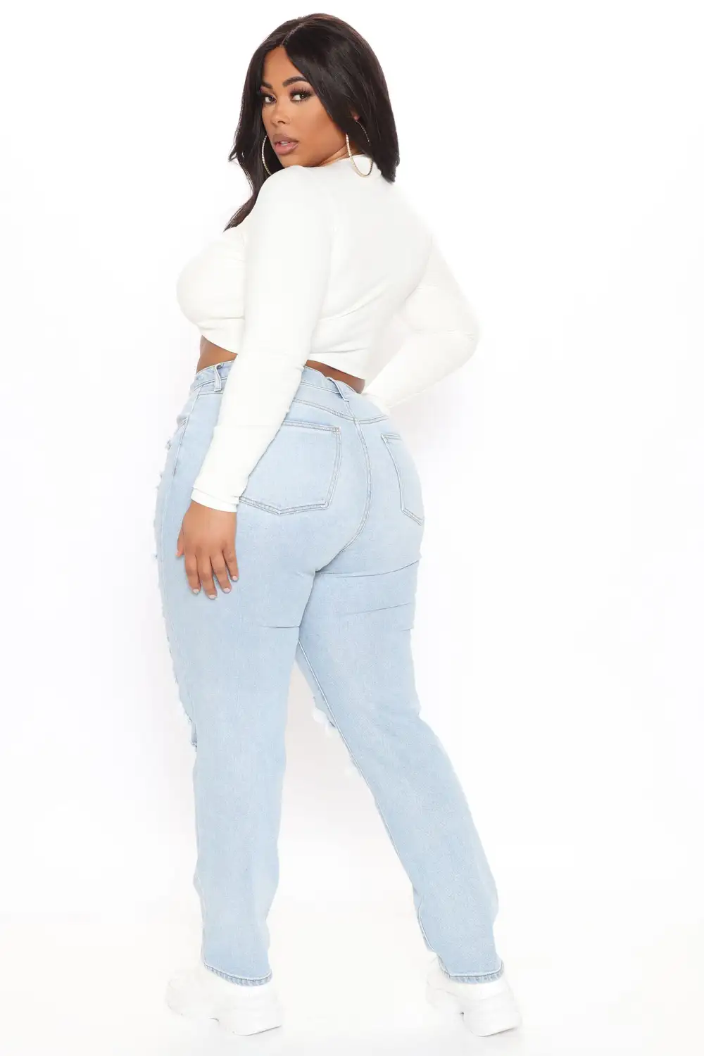 Favorite Getaway Destroyed Straight Leg Jeans - Light Blue Wash-Aldronix