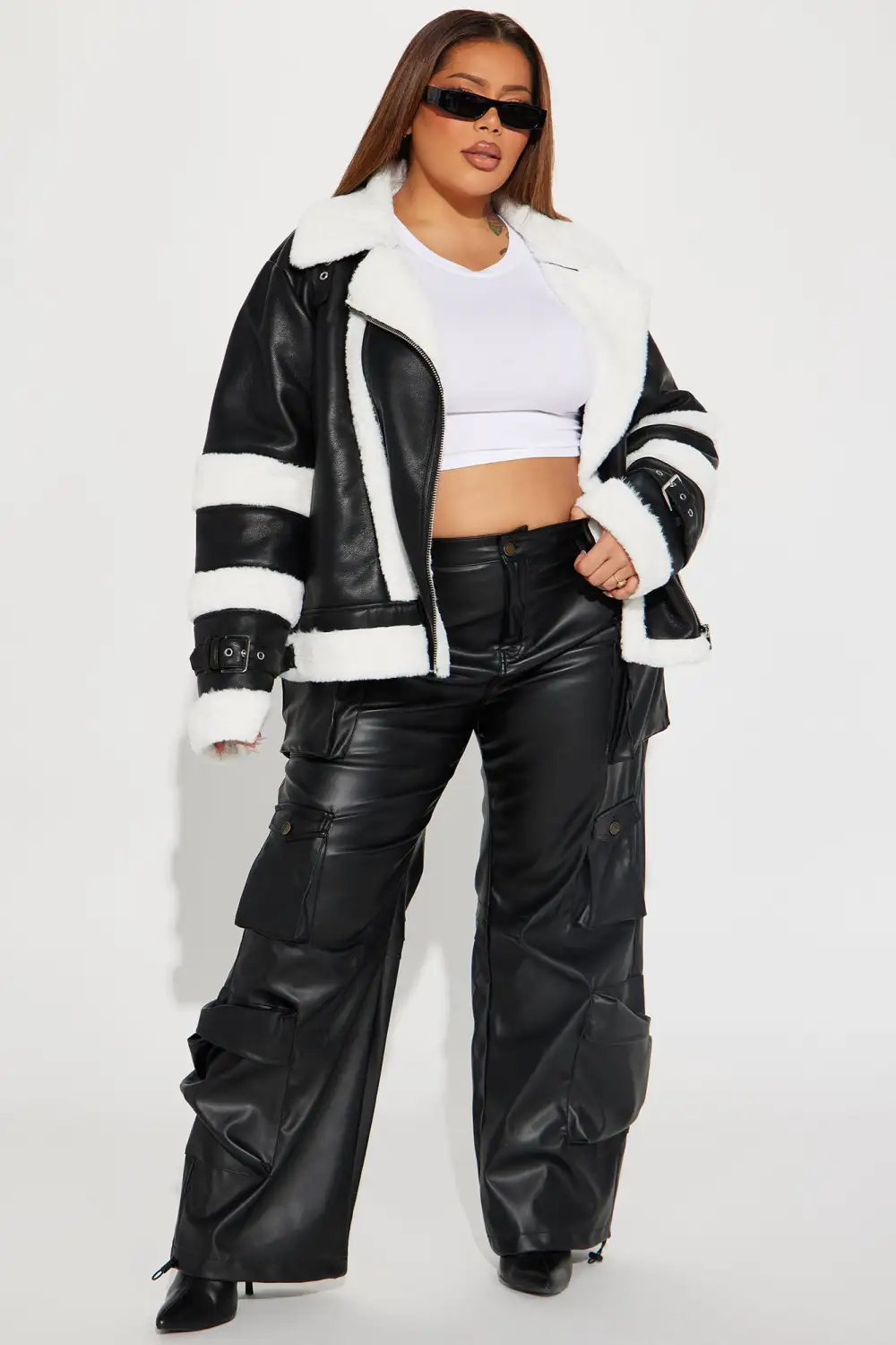 Always Be Mine Shearling Moto - Black-Aldronix