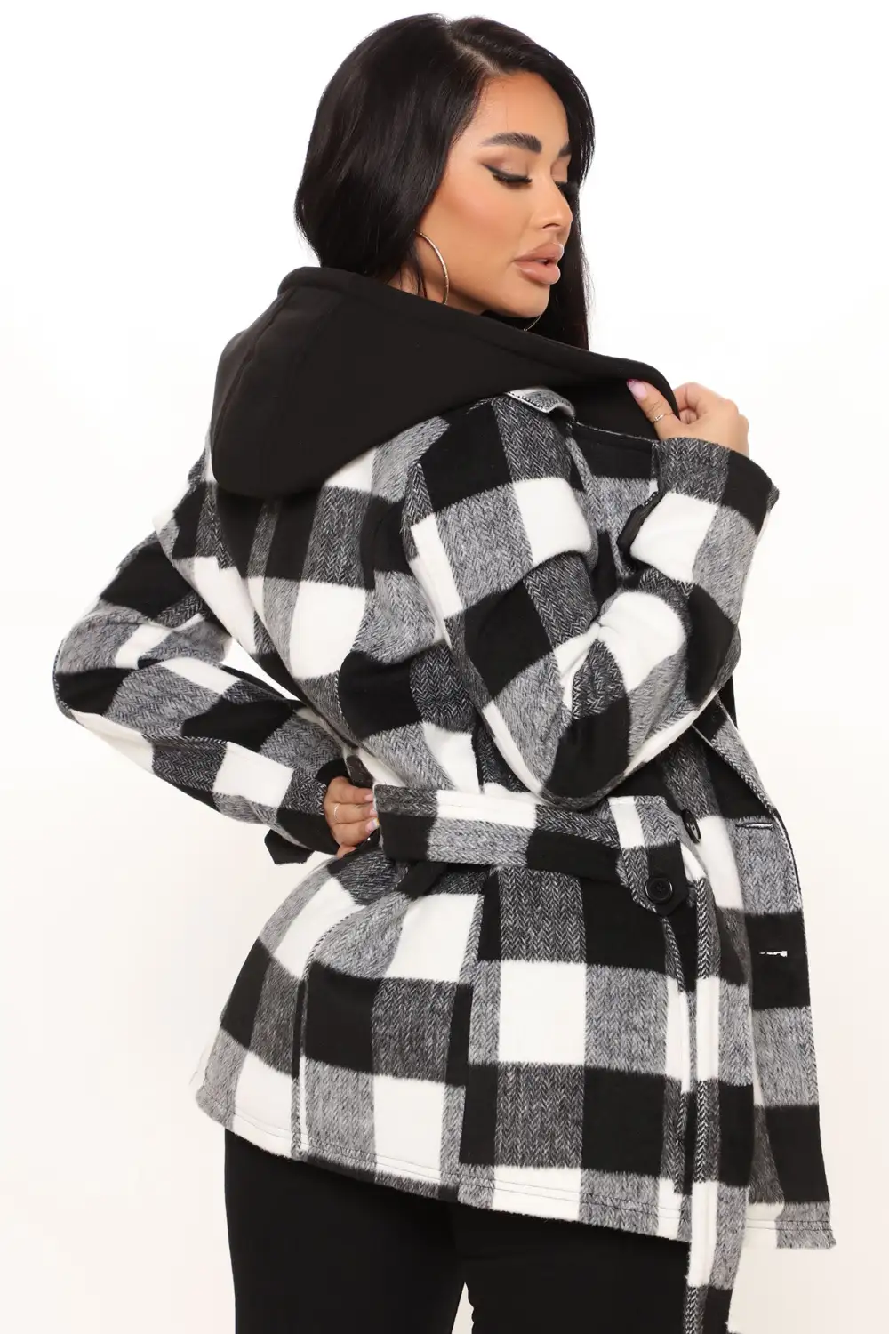 Always On The Go Plaid Jacket - Black/White-Aldronix