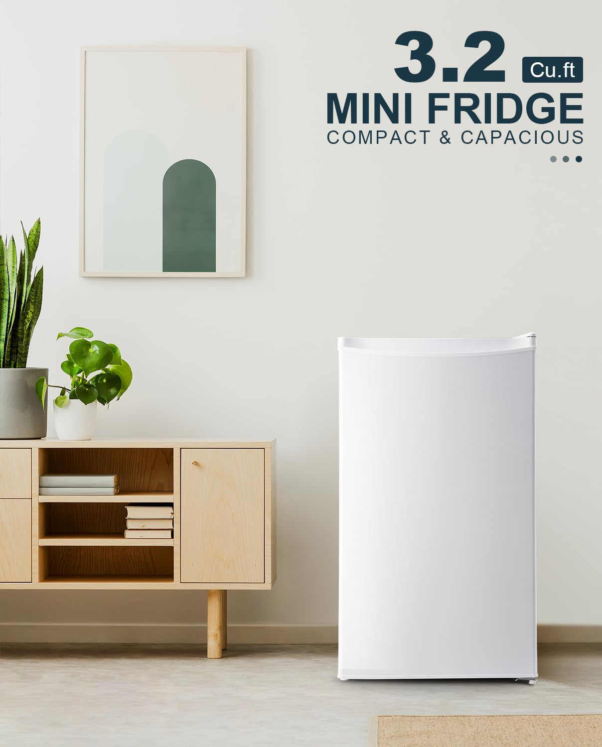  3.2 Cu.Ft Mini Fridge with Freezer, Single Door Mini Fridge, Dorm Fridge, Adjustable Thermostat, Mini Refrigerator for Bedroom, Office, Dorm, Black-BR321-Aldronix