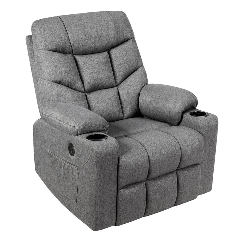 Power Lift Recliner Chair Fabric Electric Massage Reclining Sofa Elderly Lift Chair with 8 Point Massage Lumbar Heat USB Charge Port-Aldronix