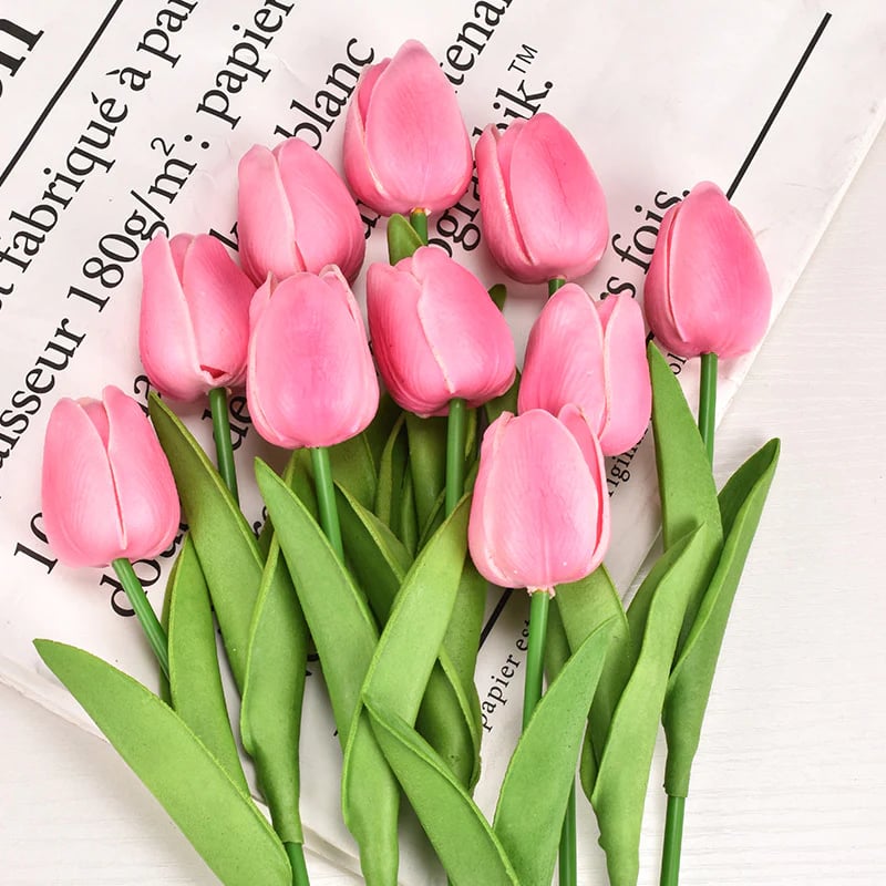 馃挀馃巵 Beautiful Artificial Real Touch Tulip Flower Stems (Bunch of 10)-Aldronix