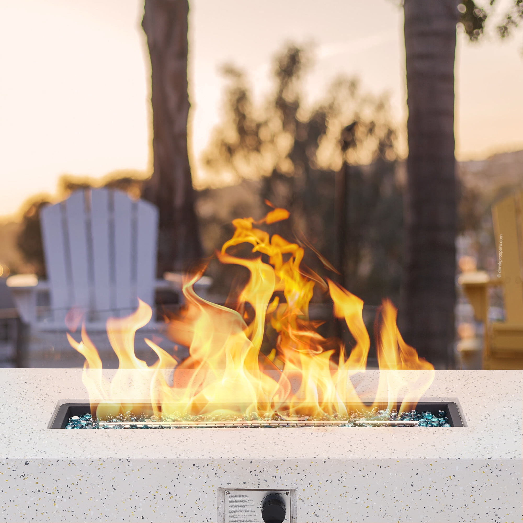 56 inch Concrete Propane Fire Pit Table, 50,000 BTU Outdoor Firepit Rectangular Table with Propane Tank Metal Stand, Fire Glass Beads and Waterproof Cover, White-Aldronix