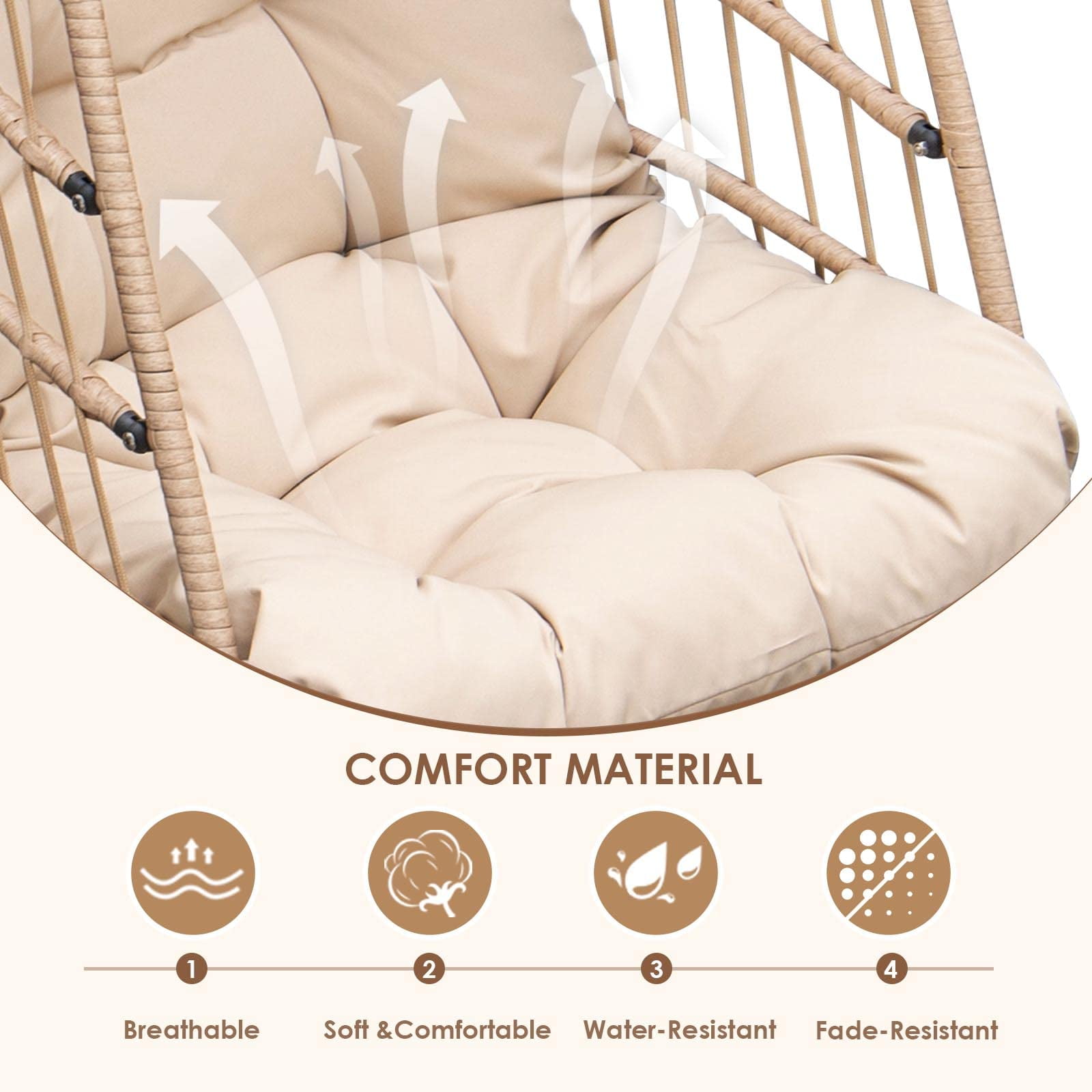 Swing Egg Chair Hanging Chair With Stand Grey Color 350 lbs Maximum Weight Foldable-Aldronix