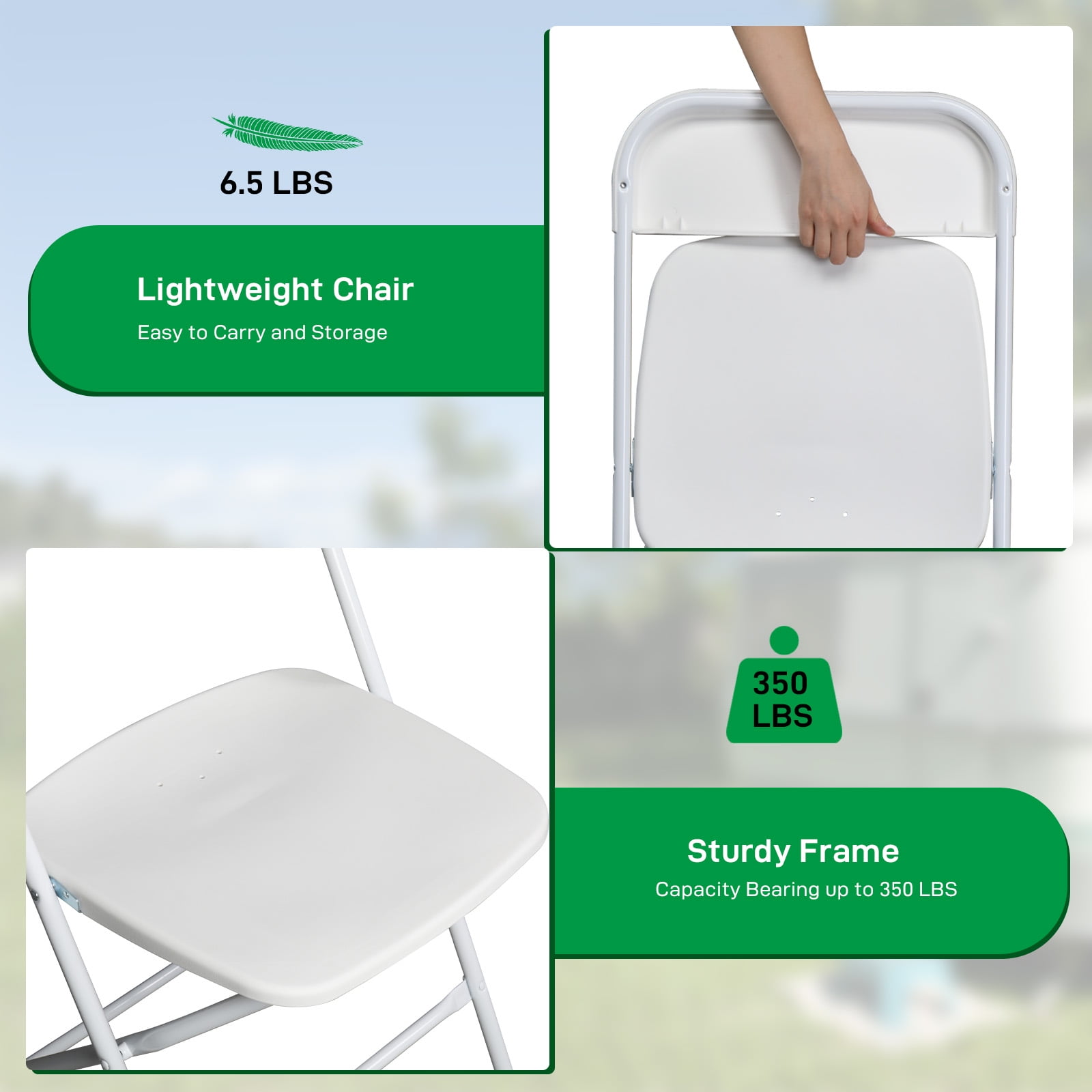 10 Pcs Folding Chairs for Wedding, Commercial Activities, White-Aldronix