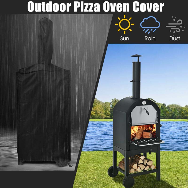 Outdoor Pizza Oven Wood Fire Maker Grill with Pizza Stone & Waterproof Cover-Aldronix
