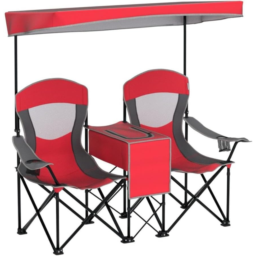 Double Camping Chair w/Shade Canopy-Aldronix