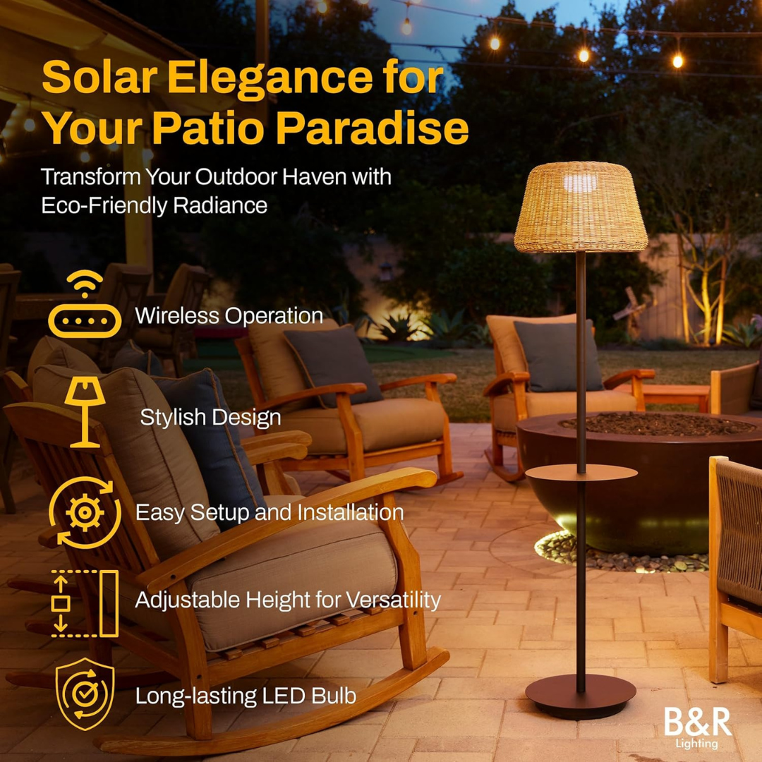 Solar Outdoor Floor Lamp with Table-Aldronix