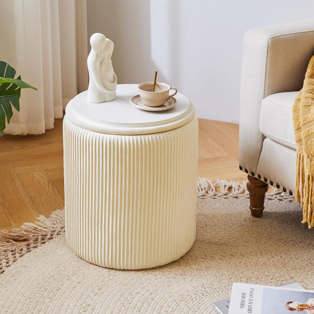 Set of 2 Round Ottoman with Storage-Aldronix