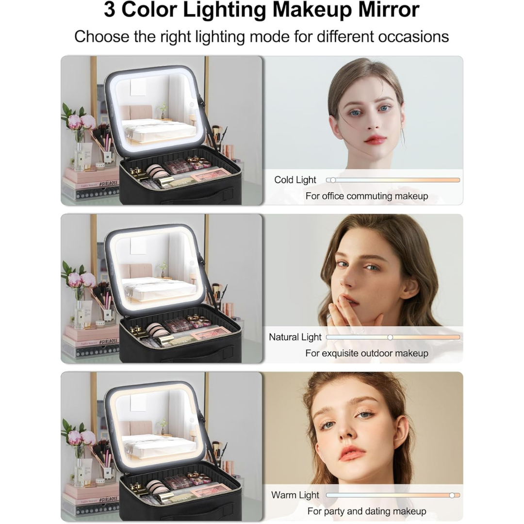 Makeup Bag with LED Mirror-Aldronix