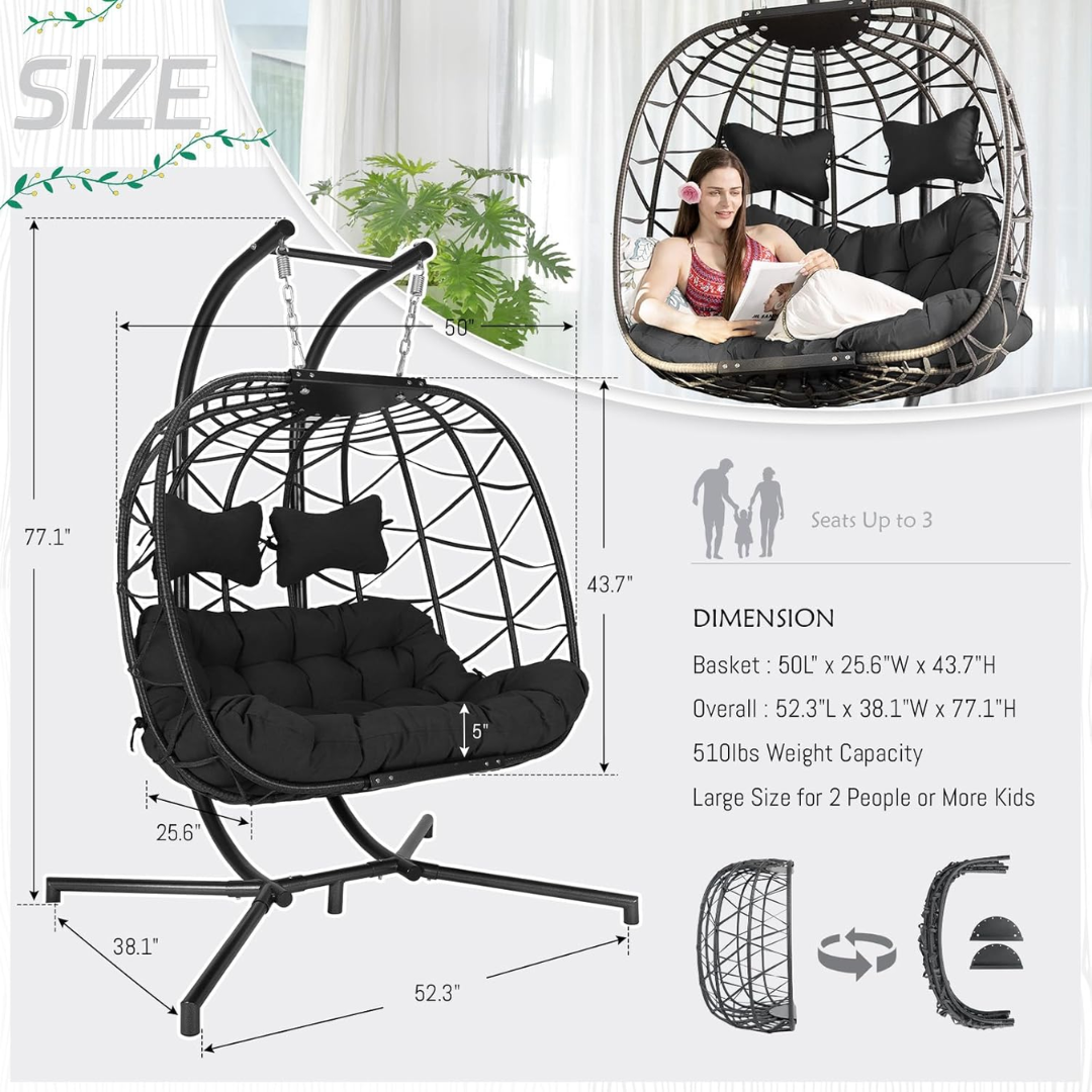 Double Swing Egg Chair-Aldronix