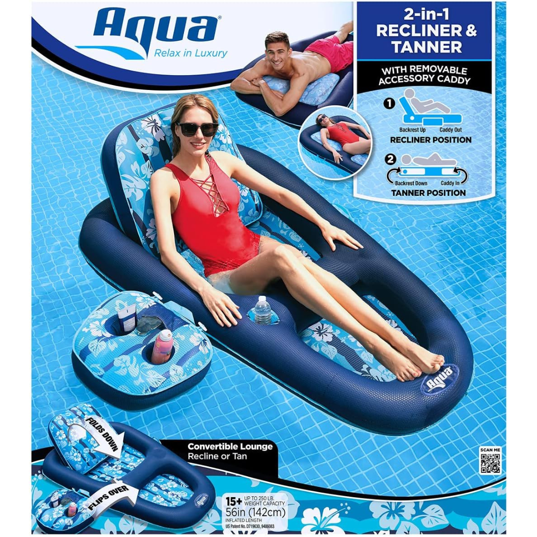 Tanner & Recliner with Accessory Caddy Pool Float-Aldronix