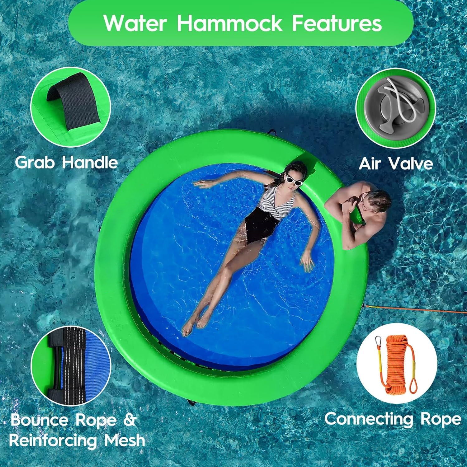 Inflatable 8ft Floating Water Hammock Platform-Aldronix