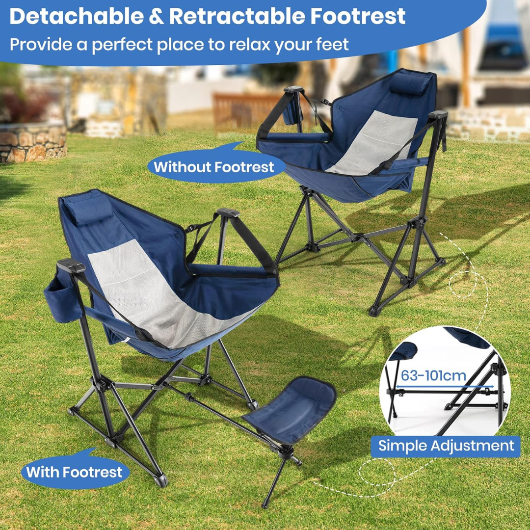 Folding Swing Chair with Retractable Footrest-Aldronix