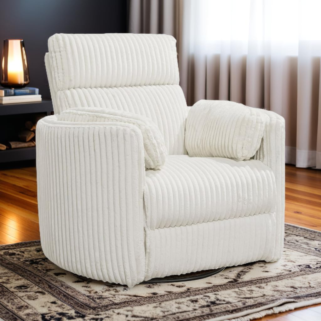 Swivel Glider Recliner in Ivory-Aldronix