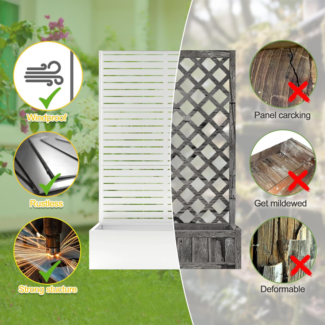 Metal Raised Garden Bed with Trellis-Aldronix
