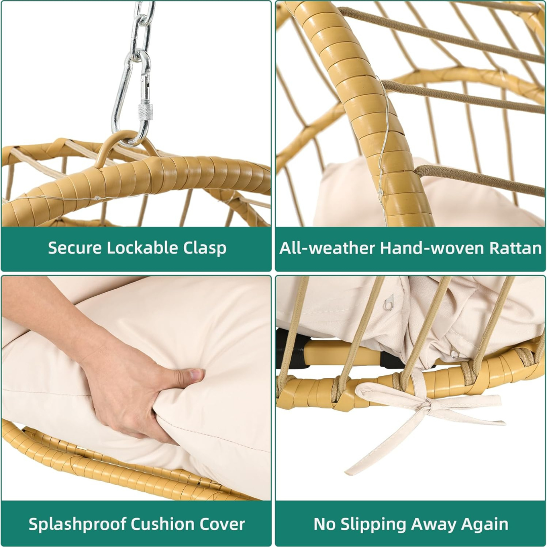 Hanging Rattan Wicker Egg Chair-Aldronix