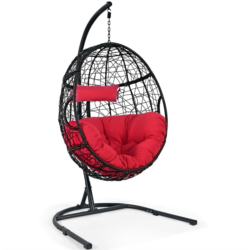 Outdoor Hanging Egg Chair Swing Hammock Chair Set with Stand & Cushion-Aldronix
