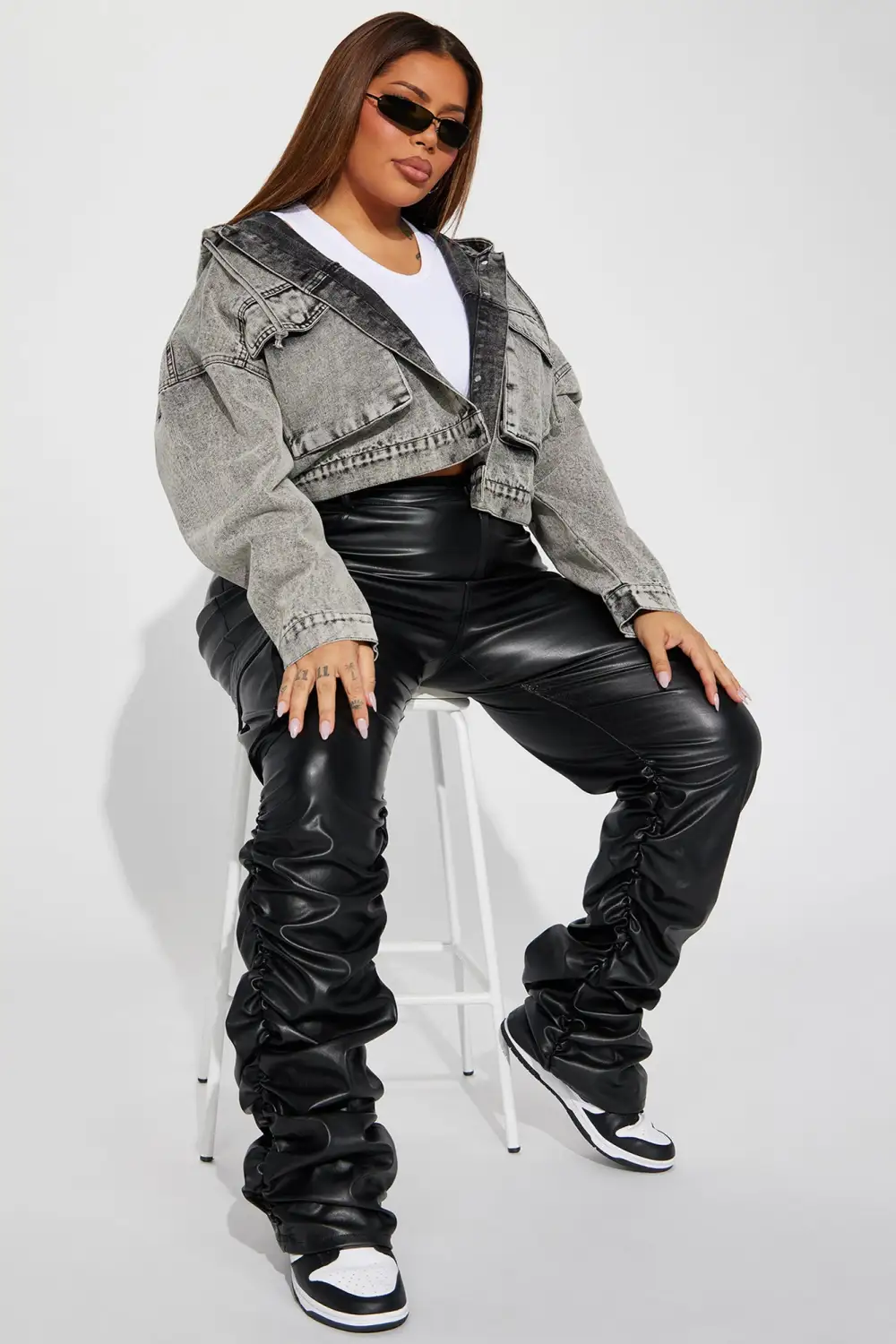 No Explanation Hooded Denim Jacket - Acid Wash Grey-Aldronix