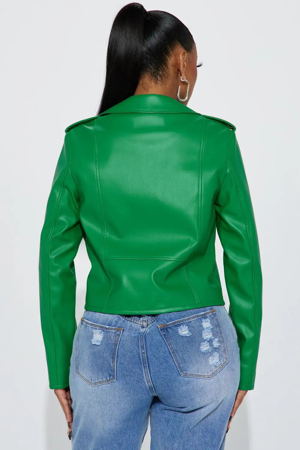 End Of The Road Faux Leather Jacket - Kelly Green-Aldronix