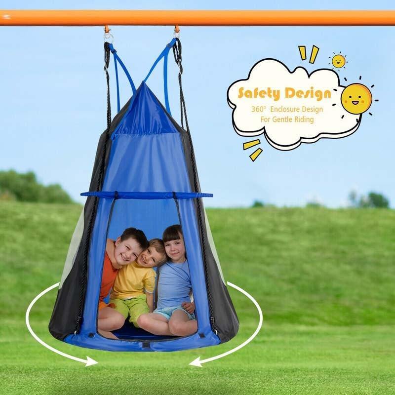 40'' Kids Hanging Tent Swing Saucer Chair Swing Tent Set-Aldronix