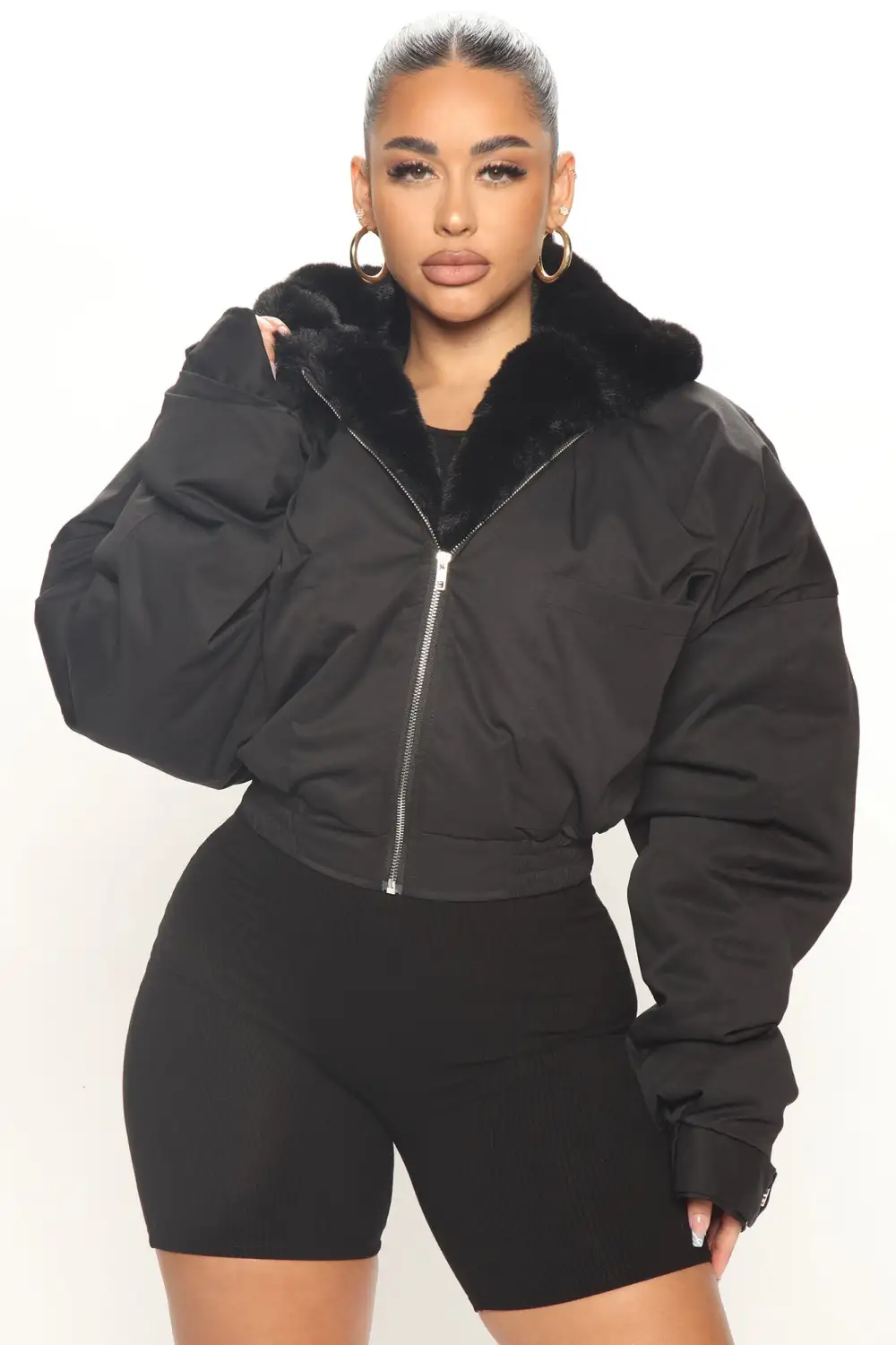 Don't Keep Your Cool Puffer Jacket - Black-Aldronix