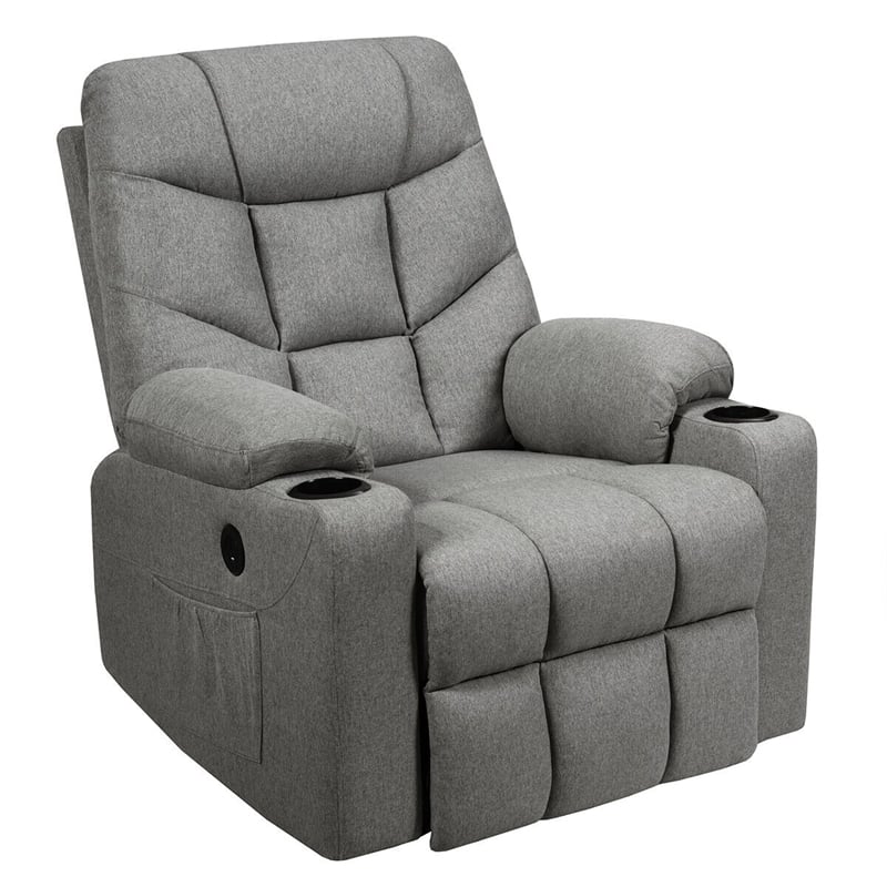 Power Lift Recliner Chair Fabric Electric Massage Reclining Sofa Elderly Lift Chair with 8 Point Massage Lumbar Heat USB Charge Port-Aldronix