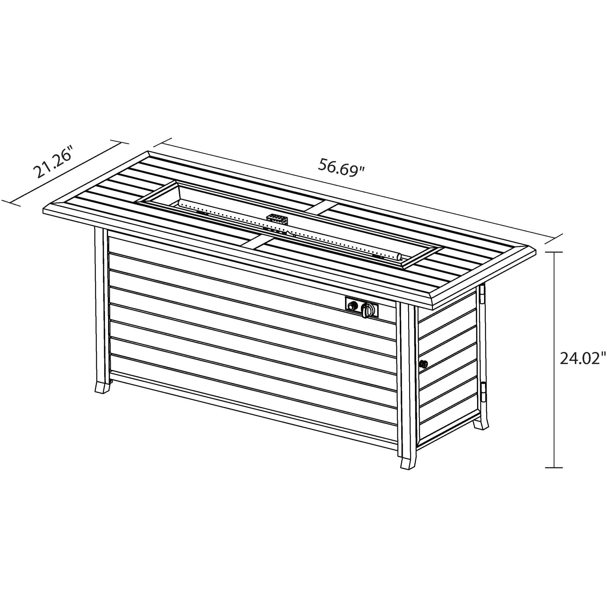 57" x 21" 50000 BTU Propane Gas Dark Bronze Finish Stainless Steel and Aluminum Fire Pit Table-Aldronix
