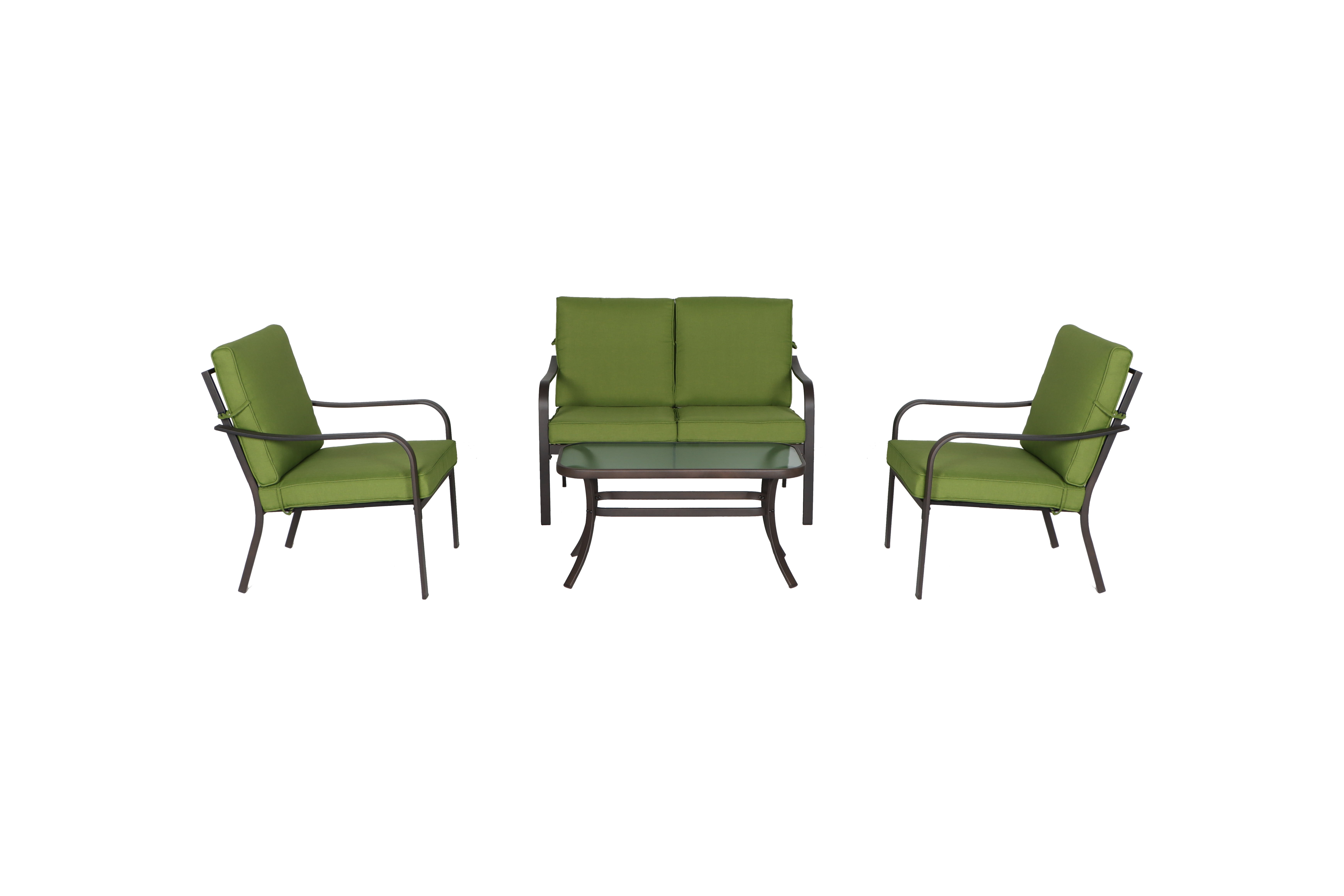 Stanton 4-Piece Steel Outdoor Patio Conversation Set, Red-Aldronix