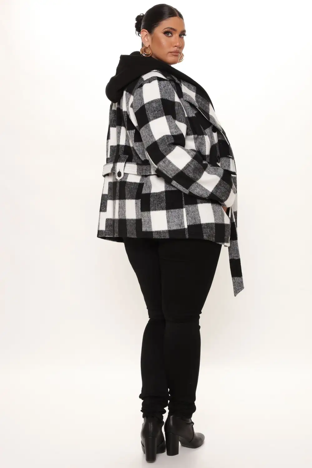 Always On The Go Plaid Jacket - Black/White-Aldronix