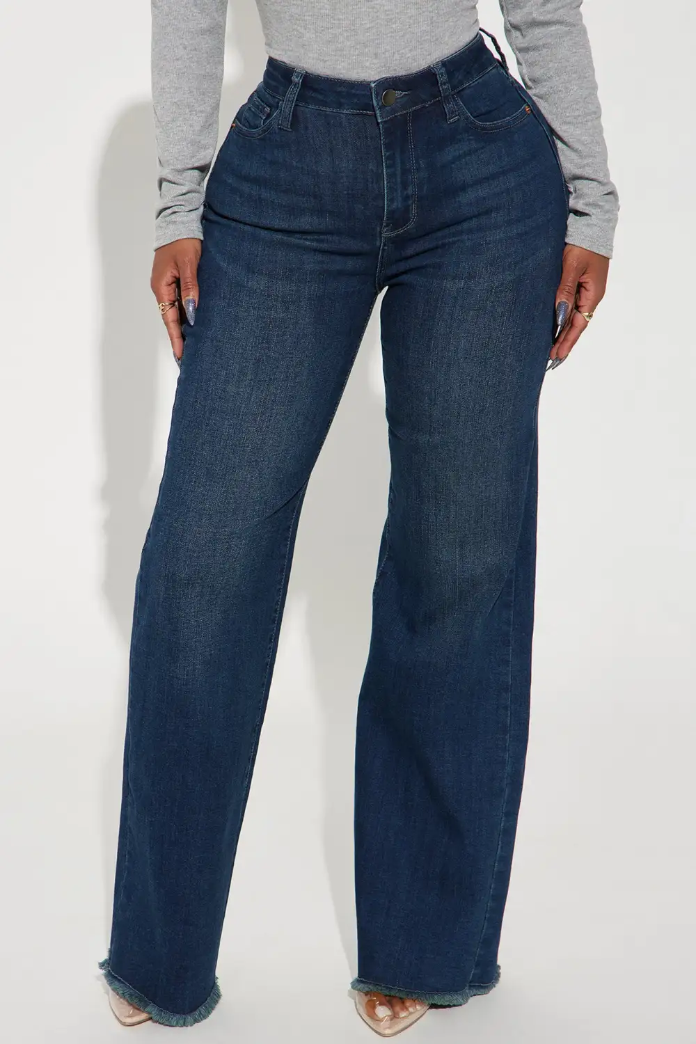 Becky Basic Stretch Straight Leg Jeans - Dark Wash-Aldronix