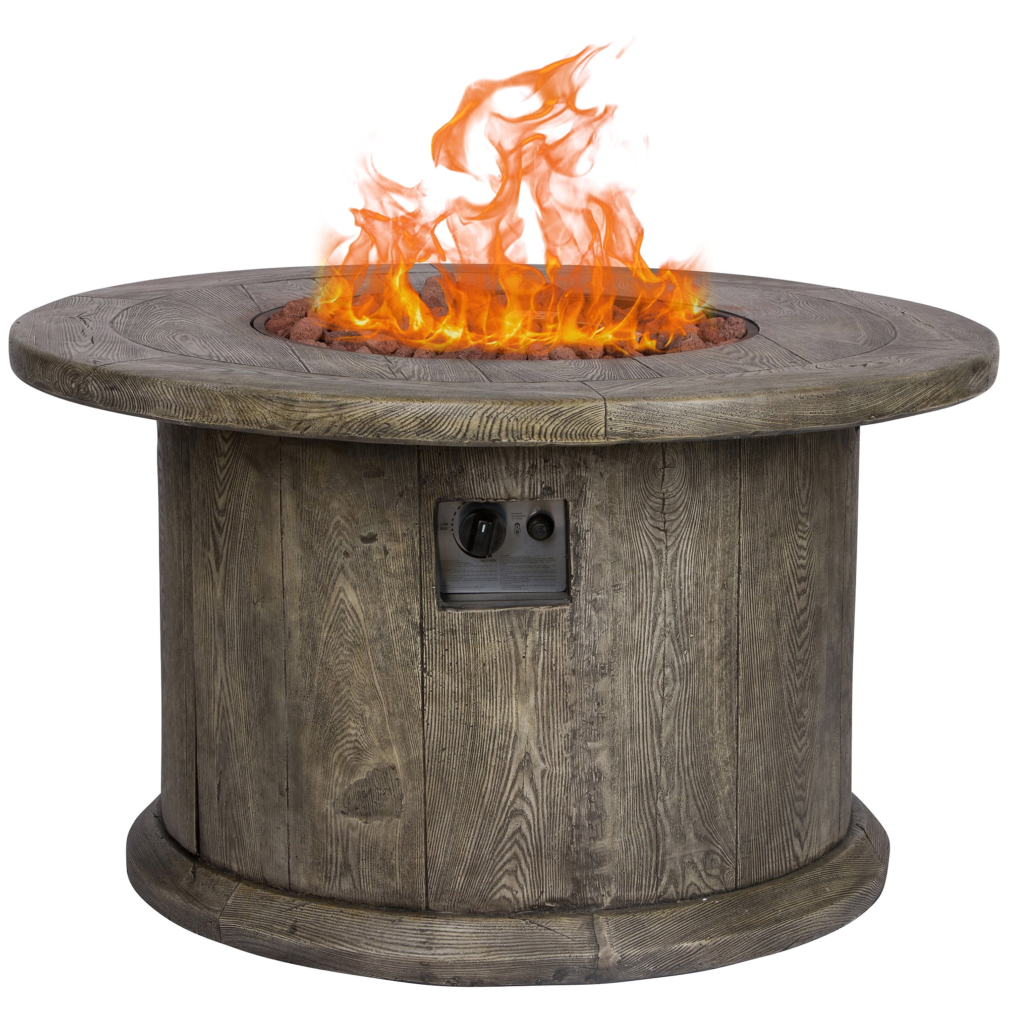 35 in. Round Outdoor Fire Pit Table - Stone-Aldronix