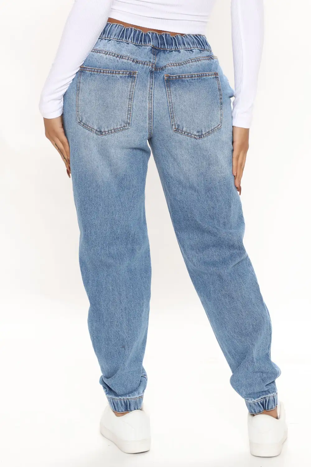 End Game Relaxed Denim Joggers - Medium Blue Wash-Aldronix