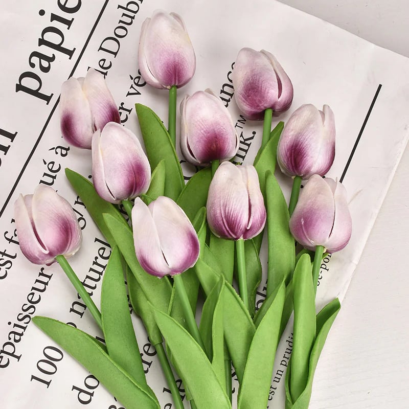 馃挀馃巵 Beautiful Artificial Real Touch Tulip Flower Stems (Bunch of 10)-Aldronix