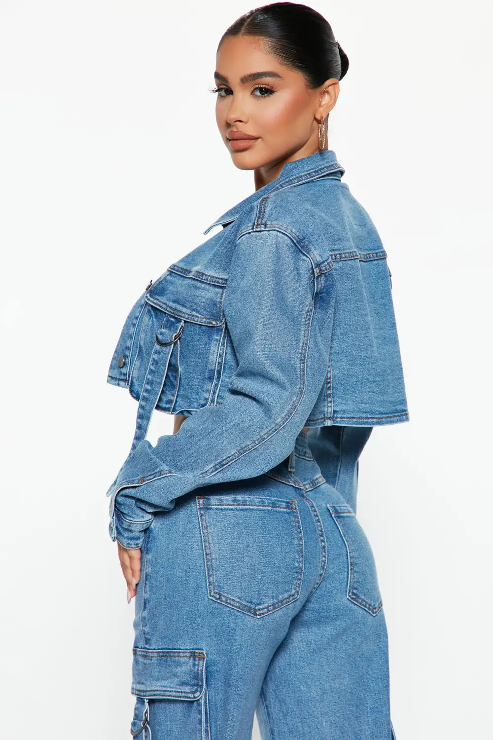 Love Hurts Cargo Denim Jacket - Medium Blue Wash-Aldronix