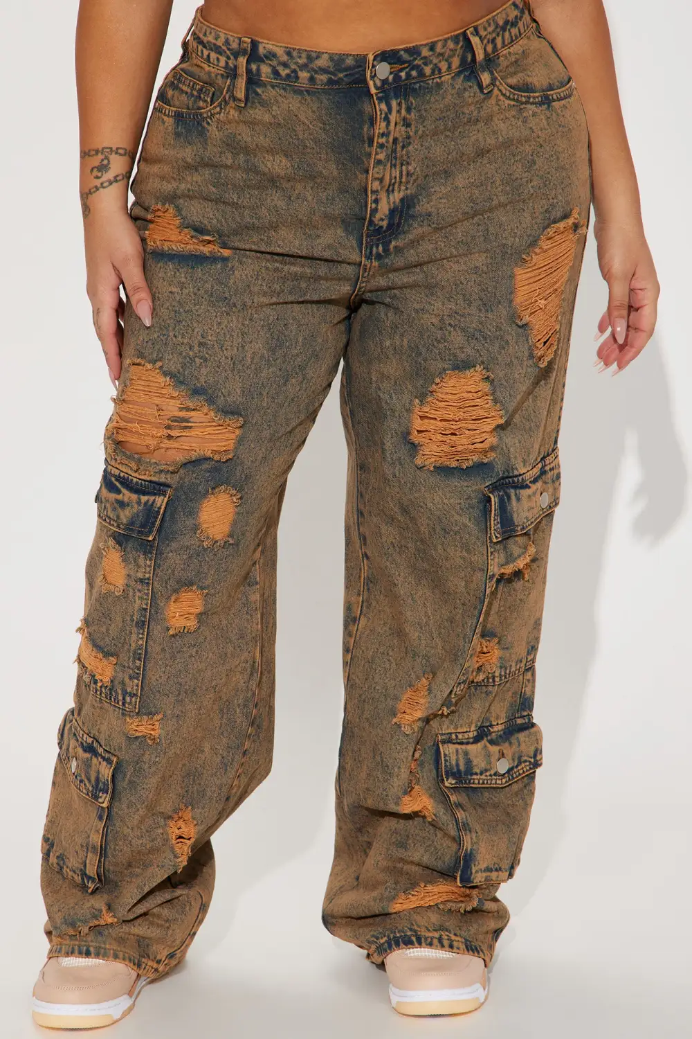 Riley Ripped Baggy Cargo Jean - Copper-Aldronix