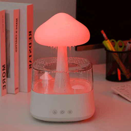 2-in-1 Desk Light Humidifier Rain Cloud Aromatherapy Essential Oil Zen Diffuser & Raining Cloud Night Light Mushroom Lamp-Aldronix