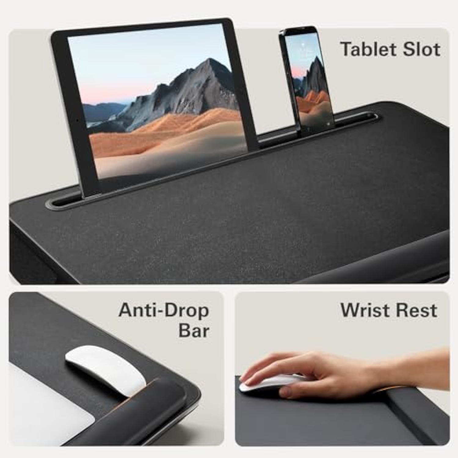 2-in-1 Bed Table & Lap Desk - Soft Cushions-Aldronix