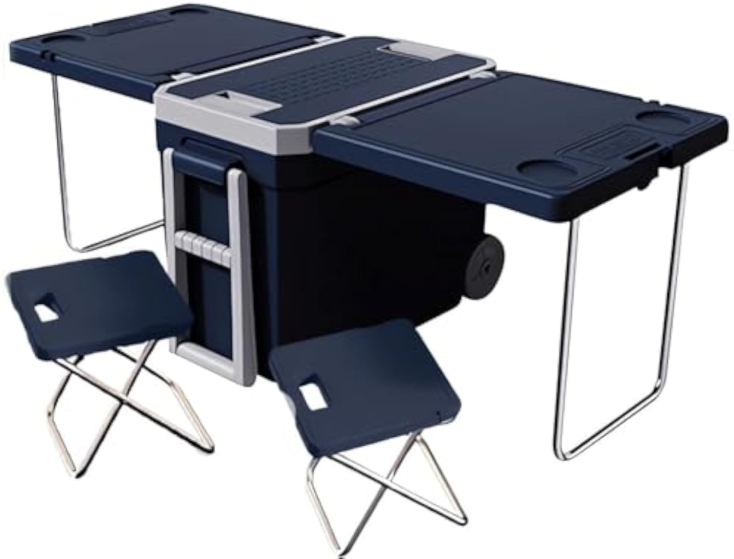 Generic Portabl Cooler Box 32L Folding Rolling Cooler with Table, Chairs, Insulated for 24 Hours of Freshness for Picnic, Camping, and Outdoor Activities-Aldronix
