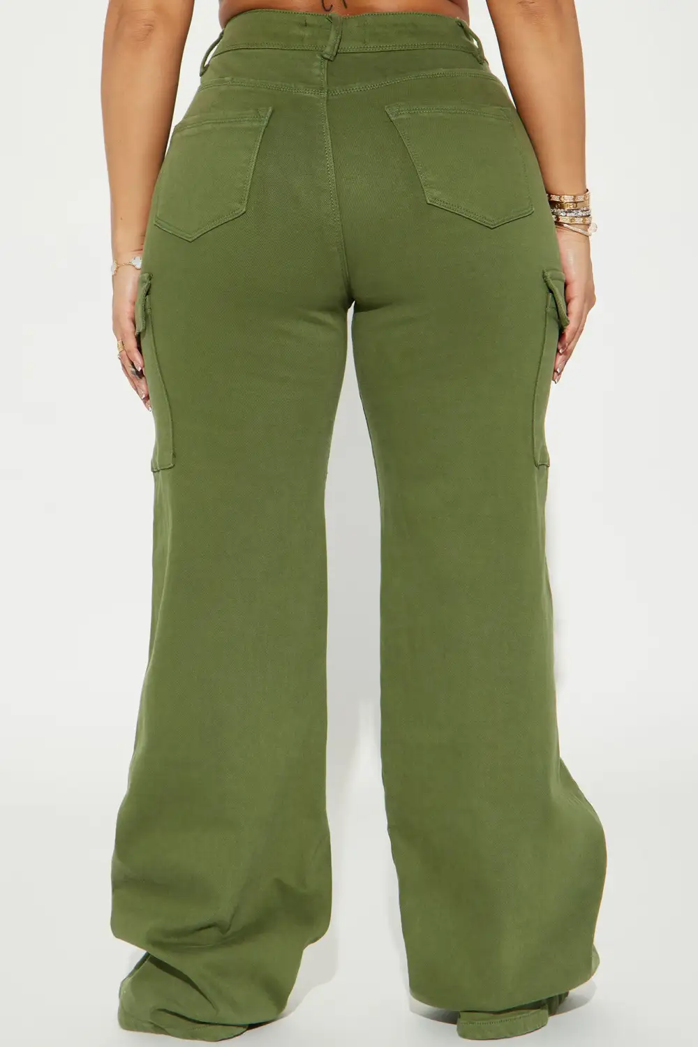 True That 90s Stretch Color Cargo Jeans - Olive-Aldronix