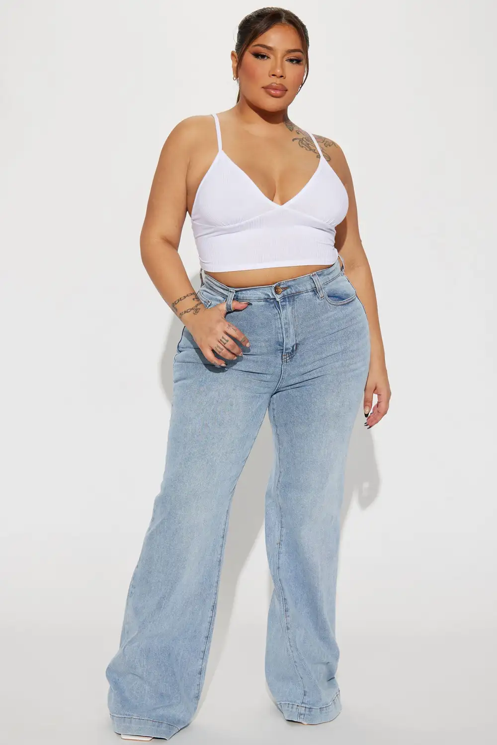 Bridge The Distance Wide Leg Jeans - Medium Blue Wash-Aldronix