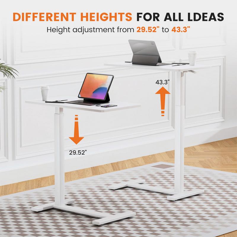Overbed Bedside Table with Wheels, MobileStanding Stand Up Rolling Laptop PC，use for home，office-Aldronix
