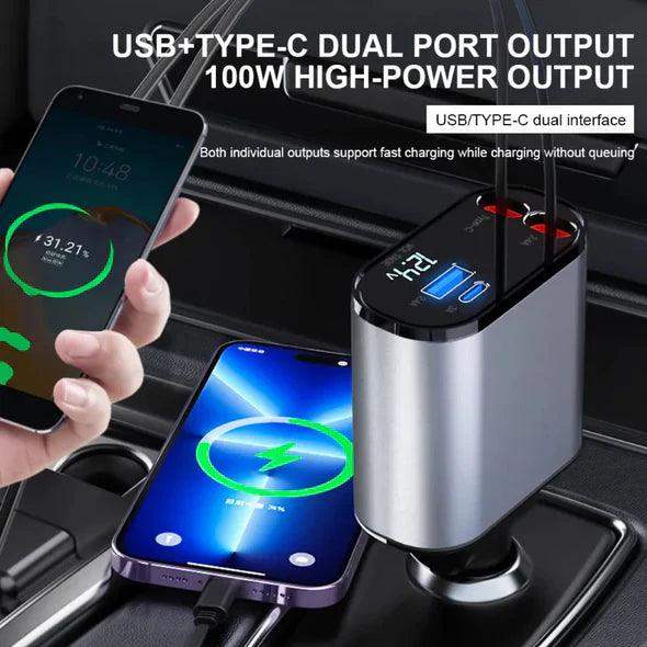 4 In 1 Retractable Car Charger-Aldronix