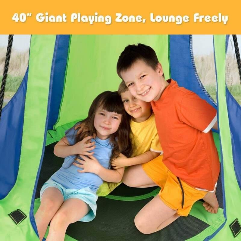 40'' Kids Hanging Tent Swing Saucer Chair Swing Tent Set-Aldronix