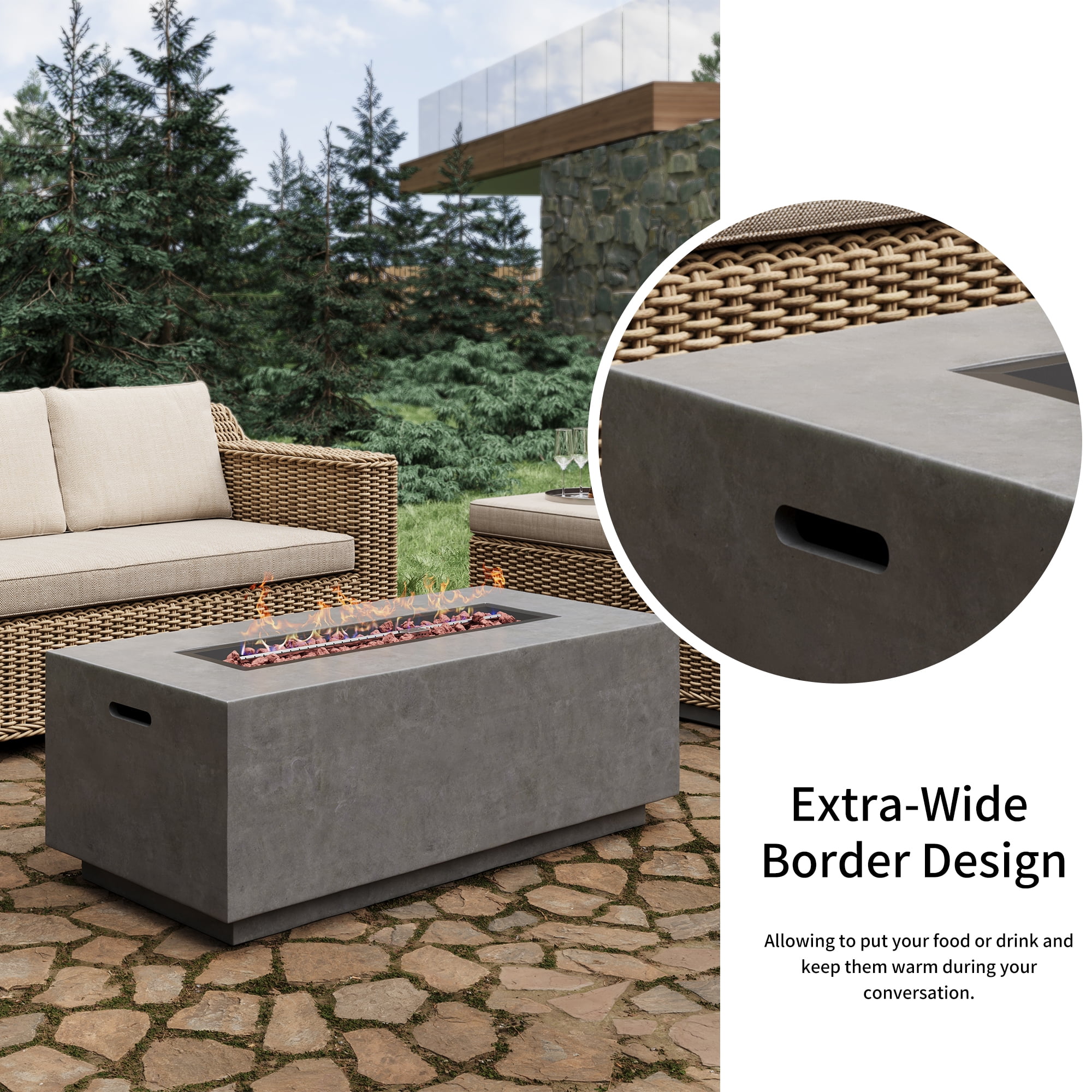 36" Propane Fire Pit 40,000 BTU Outdoor Round Fire Pits with Cover and Pulse Ignition, Outdoor Heating for Patio Garden Backyard,White-Aldronix