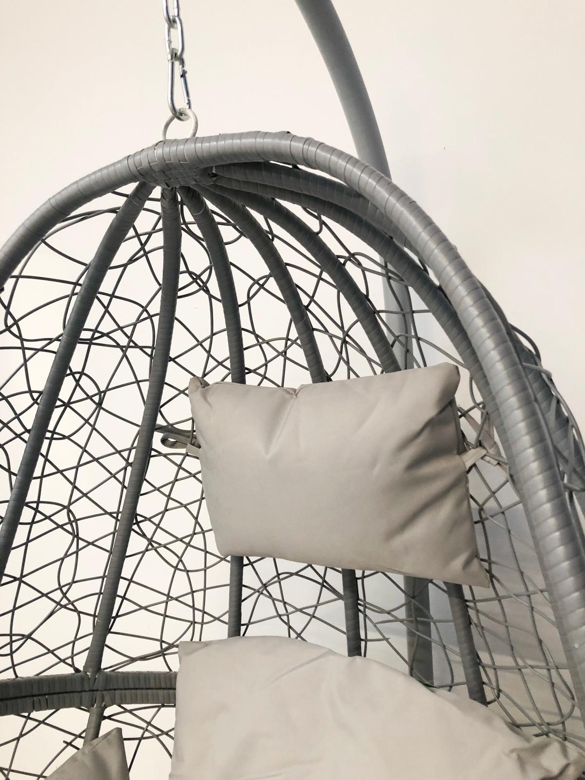 Grey hanging egg chair swing seat with circle base-Aldronix