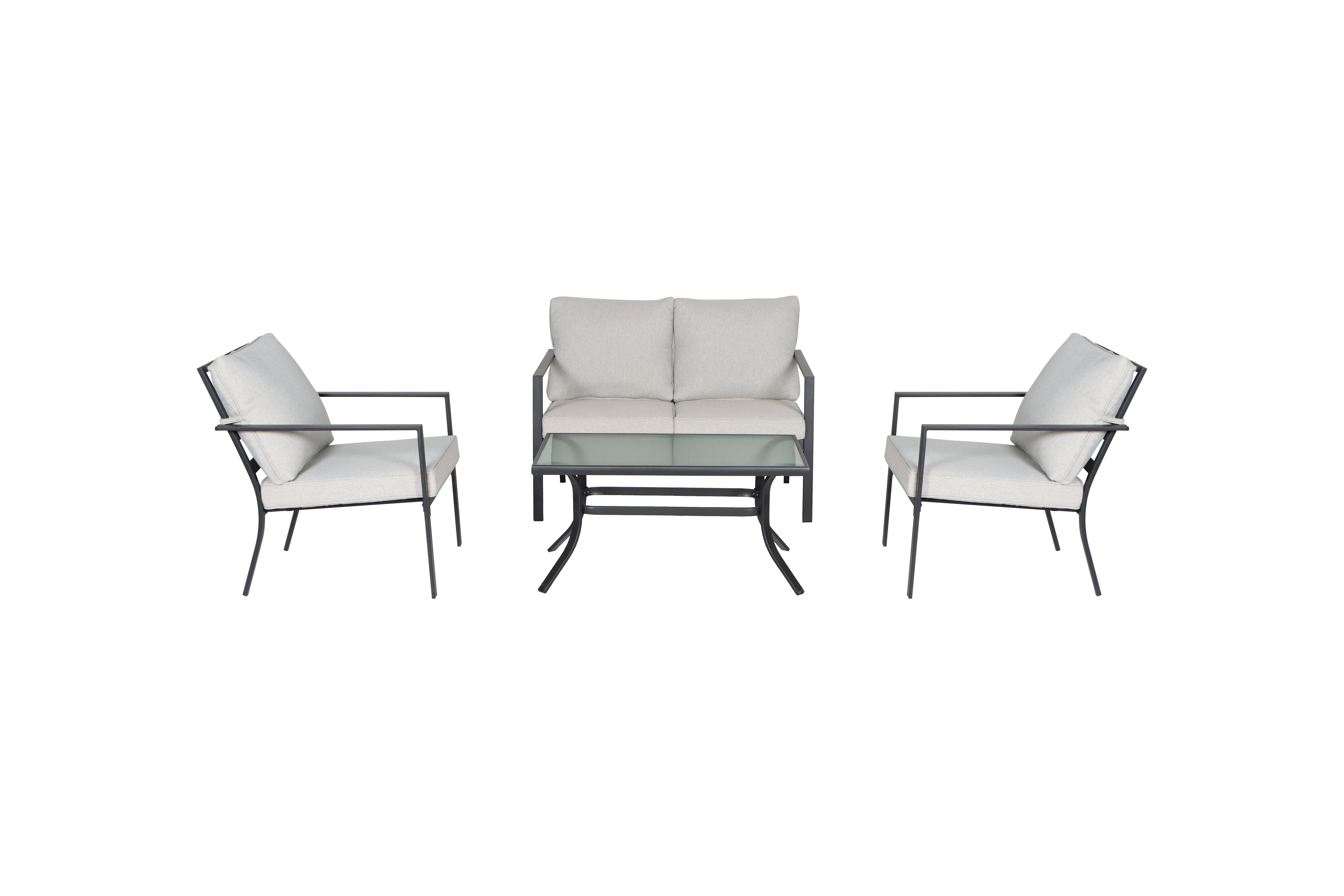 Stanton 4-Piece Steel Outdoor Patio Conversation Set, Red-Aldronix